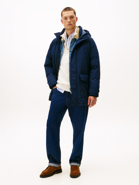 Blue Water Repellent Down Hooded Rockie Parka  Men