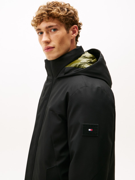 Black Tech Water Repellent Thermal Padded Parka  Men