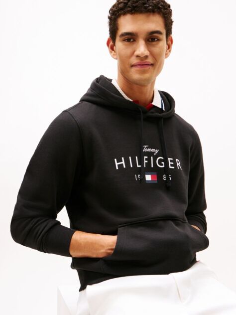Μαύρο Flex Fleece Φούτερ Με Κουκούλα Και Λογότυπο  Άνδρες