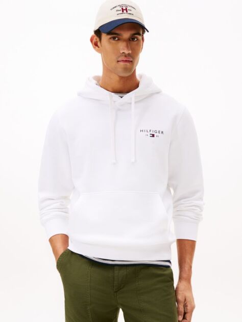 White Tommy Logo Hoody  Men