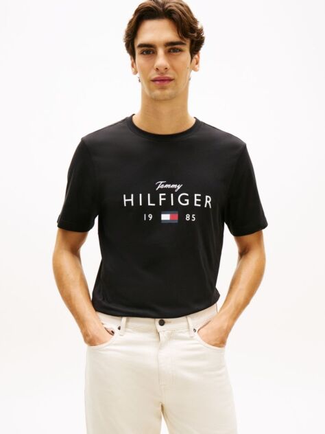 Μαύρο T-Shirt Με Λογότυπο Και Στρογγυλή Λαιμόκοψη  Άνδρες