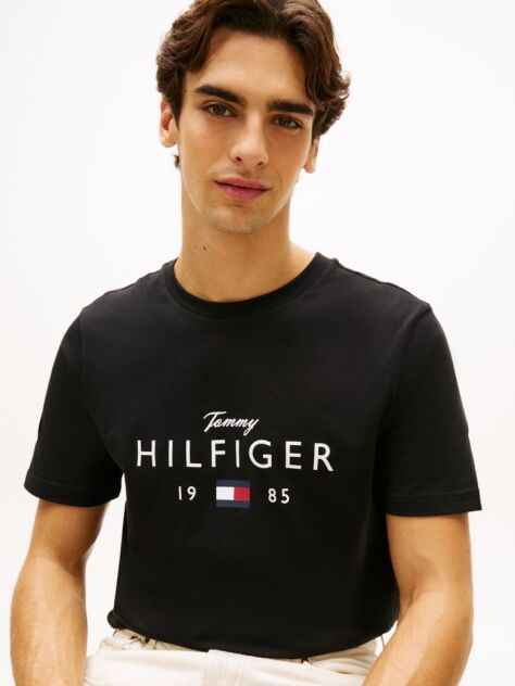 Μαύρο T-Shirt Με Λογότυπο Και Στρογγυλή Λαιμόκοψη  Άνδρες