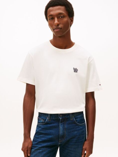 Μπεζ Άνετο T-Shirt Με Tonal Λογότυπο  Άνδρες