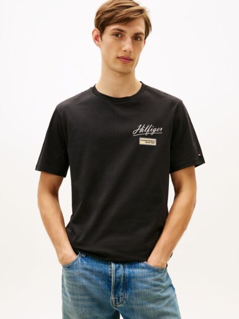 Μαύρο T-Shirt Με Λογότυπο Και Στρογγυλή Λαιμόκοψη  Άνδρες