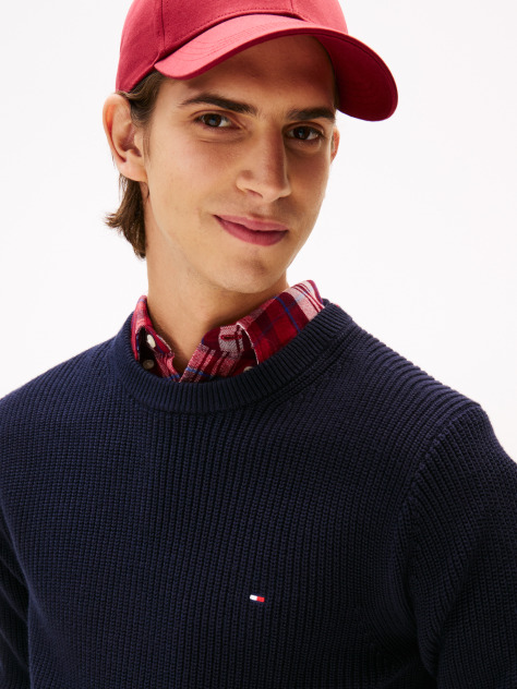 Blue Rib Crew Neck Jumper  Men