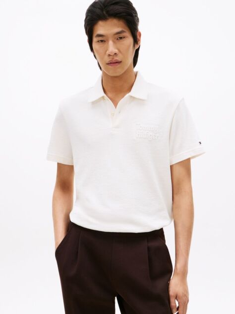 Beige Regular Fit Logo Polo Shirt  Men