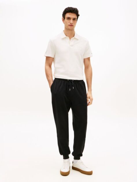 Black Logo Embroidery Cuffed Leg Joggers  Men