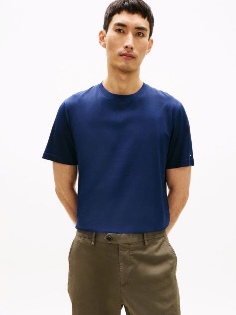 Blue Smart Casual Crew Neck T-Shirt  Men