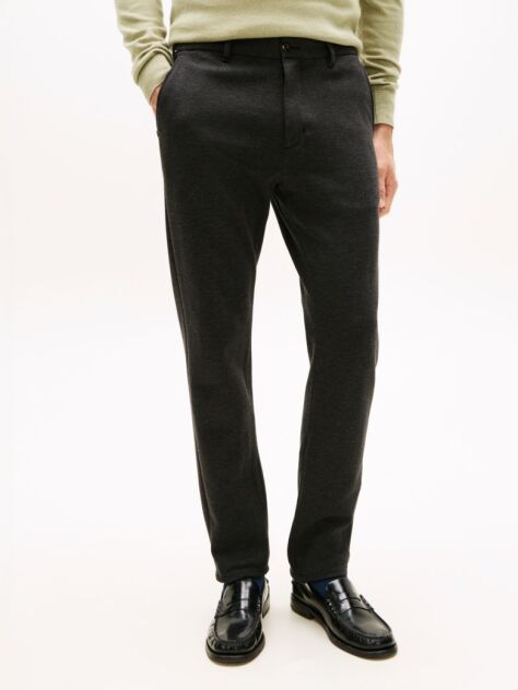 Grey Harlem Interlock Knit Pique Tapered Leg Trousers  Men