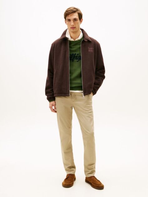 Khaki Bleecker Textured Print Slim Trousers  Men