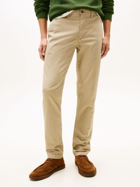 Khaki Bleecker Textured Print Slim Trousers  Men