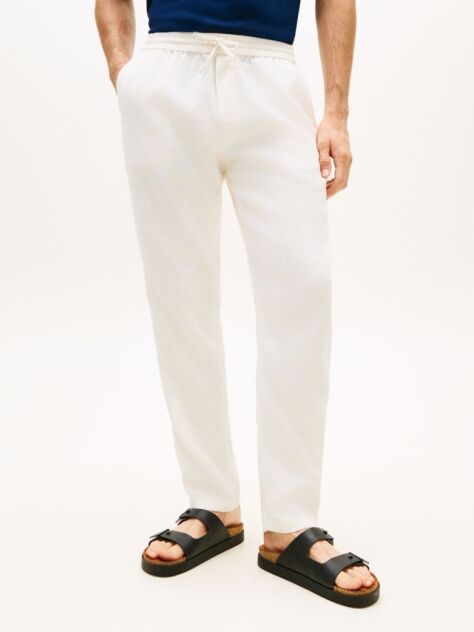 Μπεζ Harlem Παντελόνι Chinos Λινό Σε Tapered Γραμμή  Άνδρες