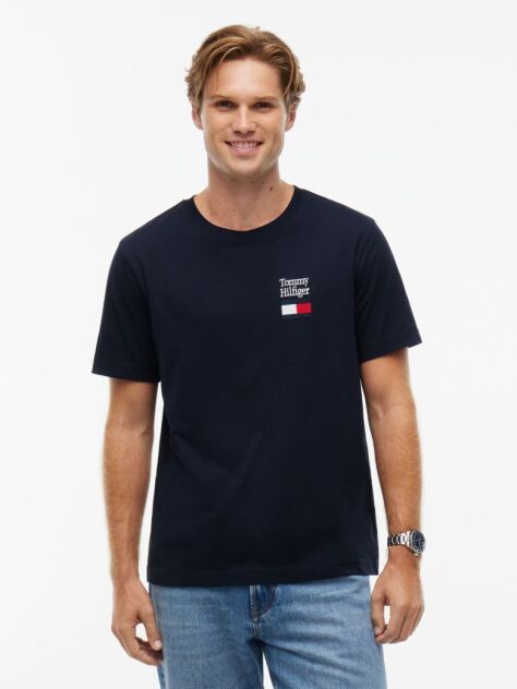 Blue Logo Embroidery Jersey Crew Neck T-Shirt  Men