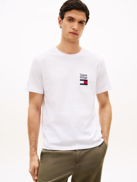 Άσπρο T-Shirt Με Κλασική Λαιμόκοψη Και Λογότυπο  Άνδρες