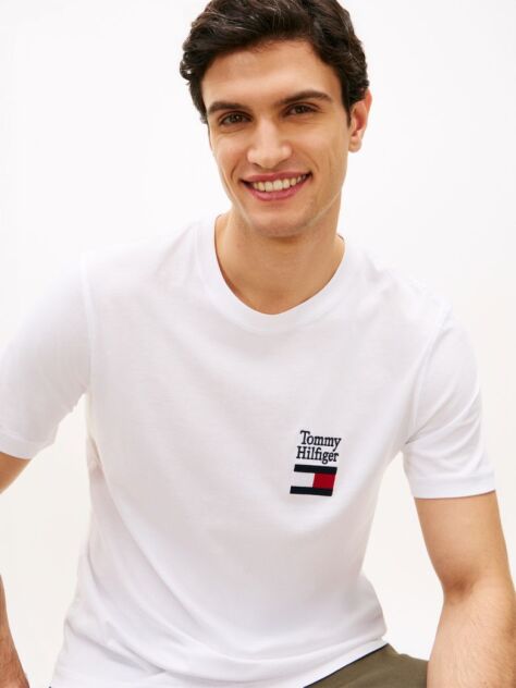 Άσπρο T-Shirt Με Κλασική Λαιμόκοψη Και Λογότυπο  Άνδρες