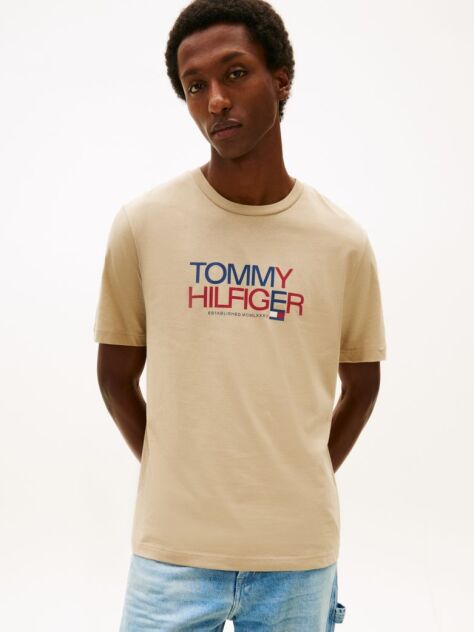 Μπεζ T-Shirt Με Λογότυπο Και Γραφικό Σχέδιο  Άνδρες