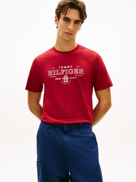 Κόκκινο T-Shirt Με Κλασική Λαιμόκοψη Και Heritage Σχέδιο  Άνδρες