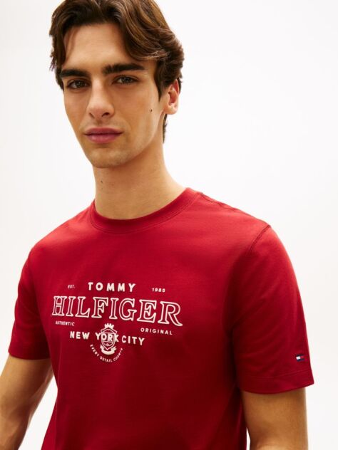 Κόκκινο T-Shirt Με Κλασική Λαιμόκοψη Και Heritage Σχέδιο  Άνδρες