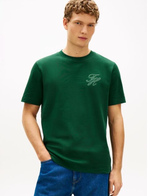 Πράσινο T-Shirt Με Tonal Κεντητό Λογότυπο Και Κλασική Λαιμόκοψη  Άνδρες