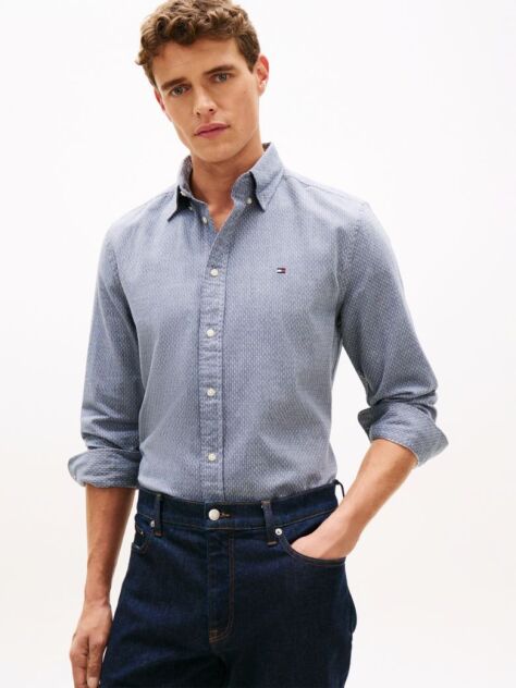 Blue TH Flex Regular Fit Dobby Shirt  Men