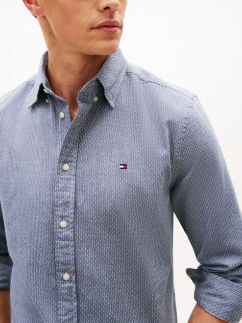 Blue TH Flex Regular Fit Dobby Shirt  Men