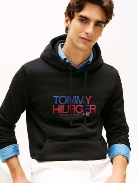 Black Logo Graphic Hoody  Men