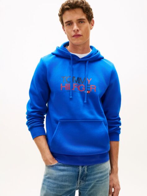 Blue Logo Graphic Hoody  Men