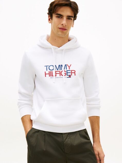 White Logo Graphic Hoody  Men