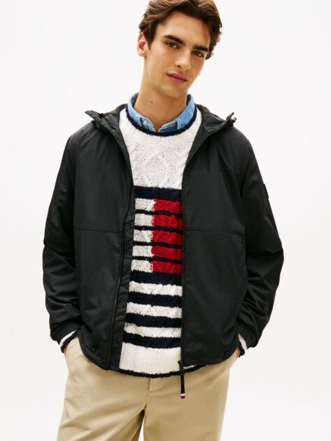 Black Hooded Zip-Thru Jacket  Men