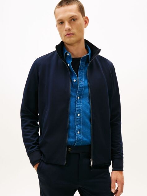 Blue Performance Smart Casual Zip-Thru Jumper  Men