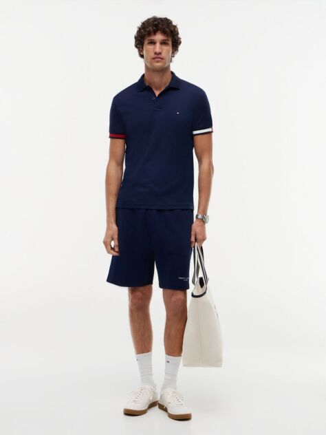 Blue Slim Fit Interlock Knit Tipped Polo Shirt  Men