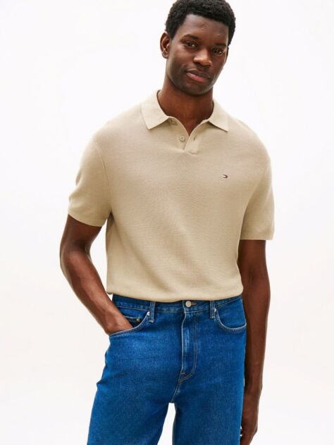 Brown Relaxed Fit Knit Polo Shirt  Men