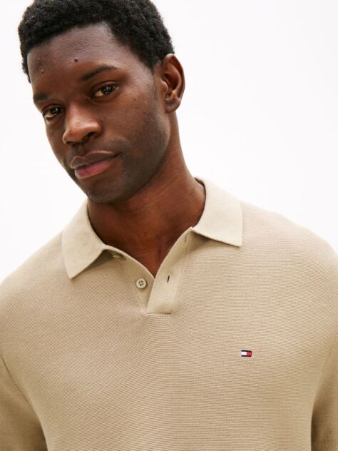 Brown Relaxed Fit Knit Polo Shirt  Men