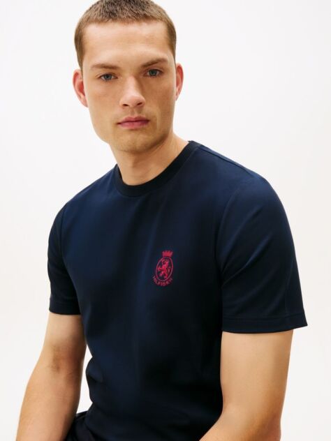 Μπλε TH Crest T-Shirt Πλεκτό Με Κέντημα  Άνδρες