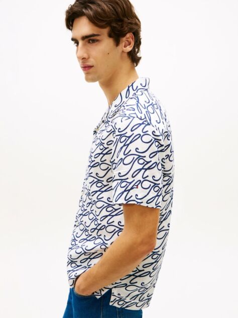 Multi Regular Fit Pure Linen Short Sleeve Shirt  Men