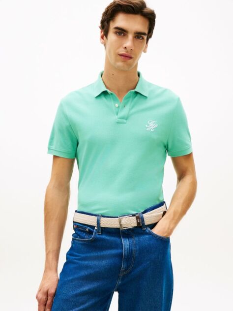 Blue Regular Fit Logo Pique Polo Shirt  Men