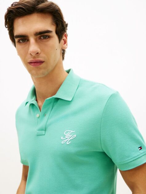 Blue Regular Fit Logo Pique Polo Shirt  Men