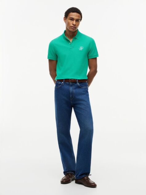 Green Regular Fit Logo Pique Polo Shirt  Men