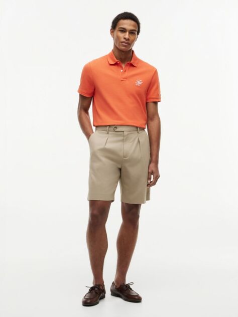 Orange Regular Fit Logo Pique Polo Shirt  Men