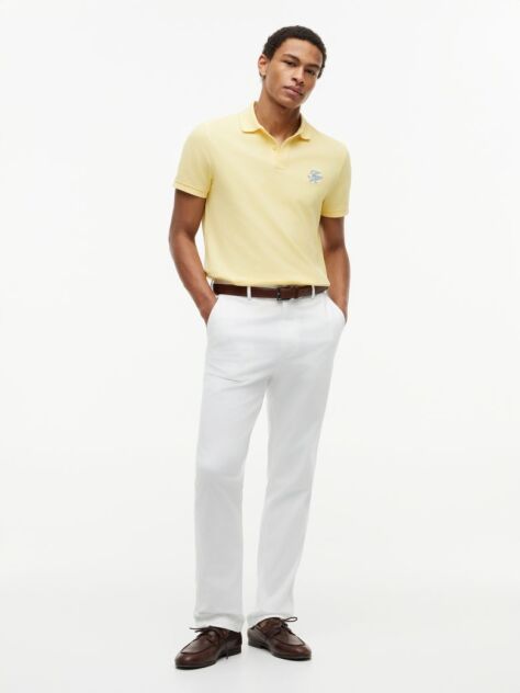 Yellow Regular Fit Logo Pique Polo Shirt  Men