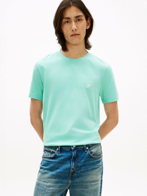 Blue Logo Embroidery Jersey T-Shirt  Men