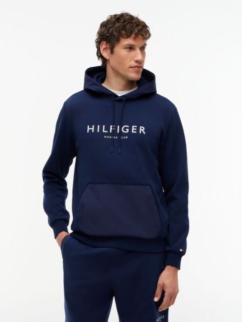 Blue Logo Drawstring Hoody  Men