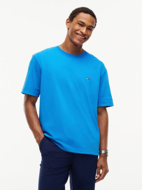 Blue Mixed Texture T-Shirt  Men