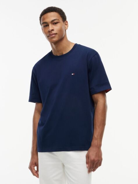 Blue Mixed Texture T-Shirt  Men
