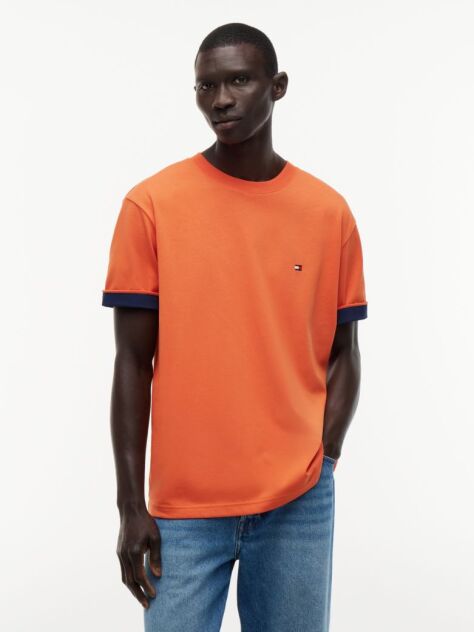 Orange Mixed Texture T-Shirt  Men