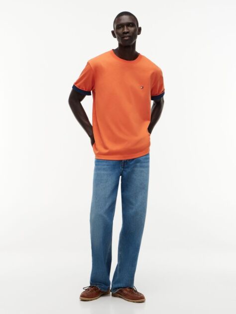 Orange Mixed Texture T-Shirt  Men