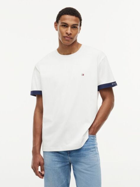 White Mixed Texture T-Shirt  Men