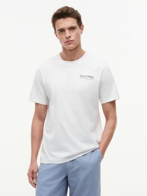 Άσπρο T-Shirt Με Κλασική Λαιμόκοψη Και Πίσω Σχέδιο  Άνδρες