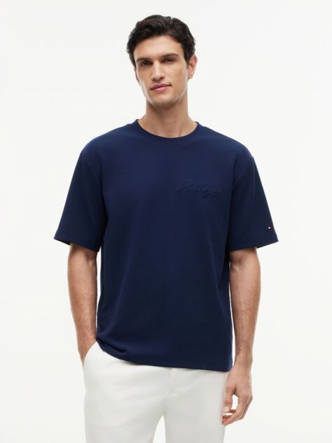 Blue Jacquard Rope Logo Relaxed T-Shirt  Men