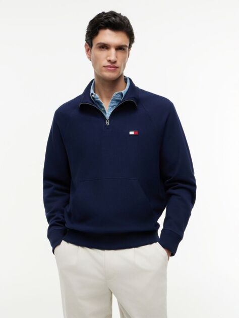 Blue Flag Logo Raglan Relaxed Quarter-Zip Jumper  Men